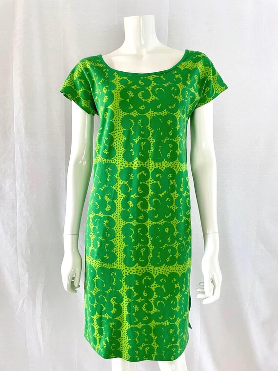 MARIMEKKO Vintage Dress, Green Jersey Dress, Cotton Summer Sundress Size M  - Etsy