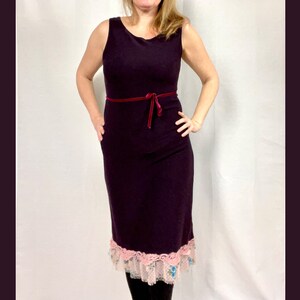 Purple Wool dress, Vintage dress, Sleeveless Sweater Dress, 90s vintage Clothing, Size M