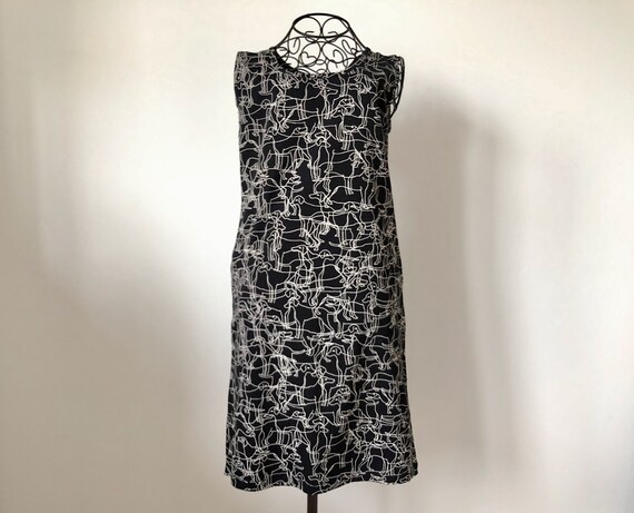 Marimekko Dress, Black and white dog print dress,
