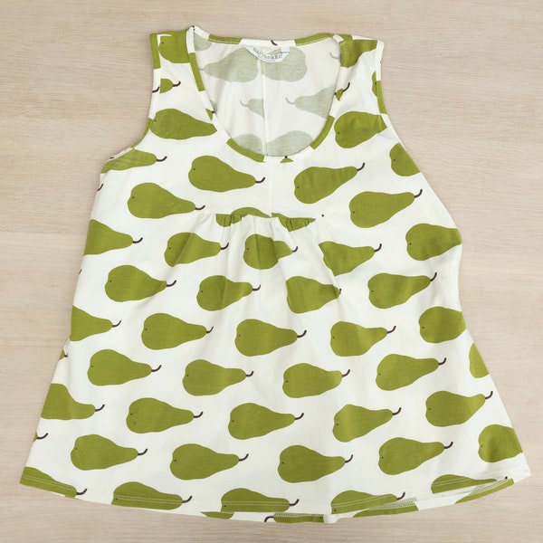 MARIMEKKO Shirt, Pear Fruit Print Top, Size M Spring Clothes