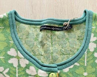 Cardigan Gudrun Sjoden Vert – En Coton Bio, Motif Trèfle, Taille XS – état Très Propre