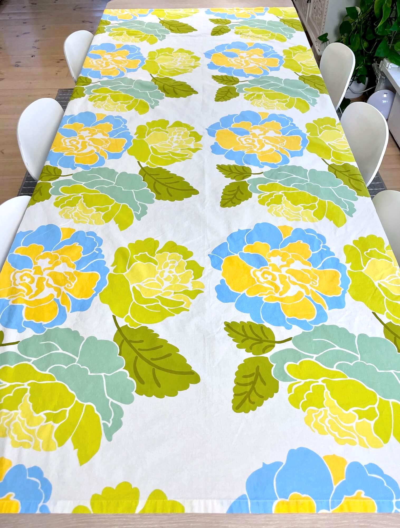 Vintage Marimekko Floral Tablecloth: 70s Scandinavian Cotton Table