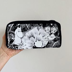 Moomin Canvas Cosmetic Bag / Pencil Case, Large Zipper Pouch with Moomintroll, Thingumy and Bob, Cute Makeup Bag, Gift for Moomin Fan