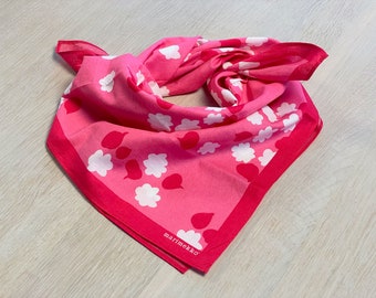 Pink Vintage MARIMEKKO Flower Scarf, Cotton Bandana scarf, Finnish Design 22.5"