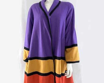 MARIMEKKO Vintage Wool Jacket, Colorful A-Line Jacket, Size M, Finnish Design