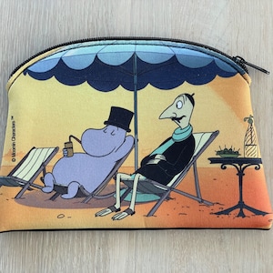 Moomin Makeup Bag, Large pencil case, Moomin Pouch with Moominpappa and Marquis Mongaga from Moomins On the Riviera