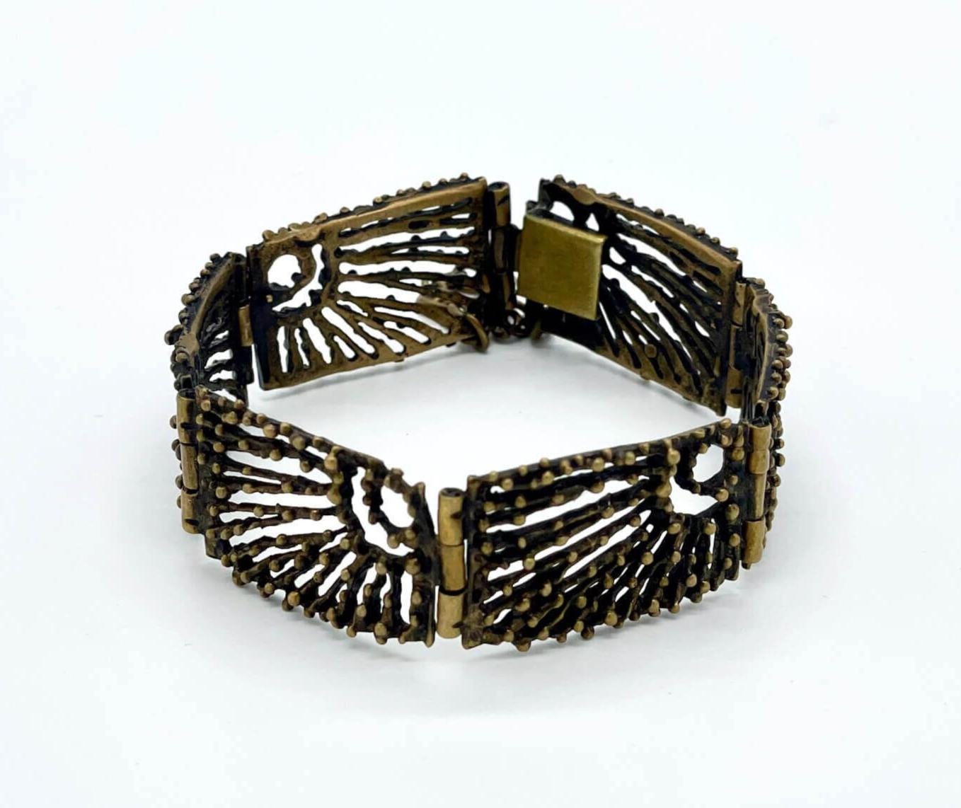 Bracelet Vintage Design Brutaliste Scandinave - Bronze - Finlande - Occasion Très Bon état