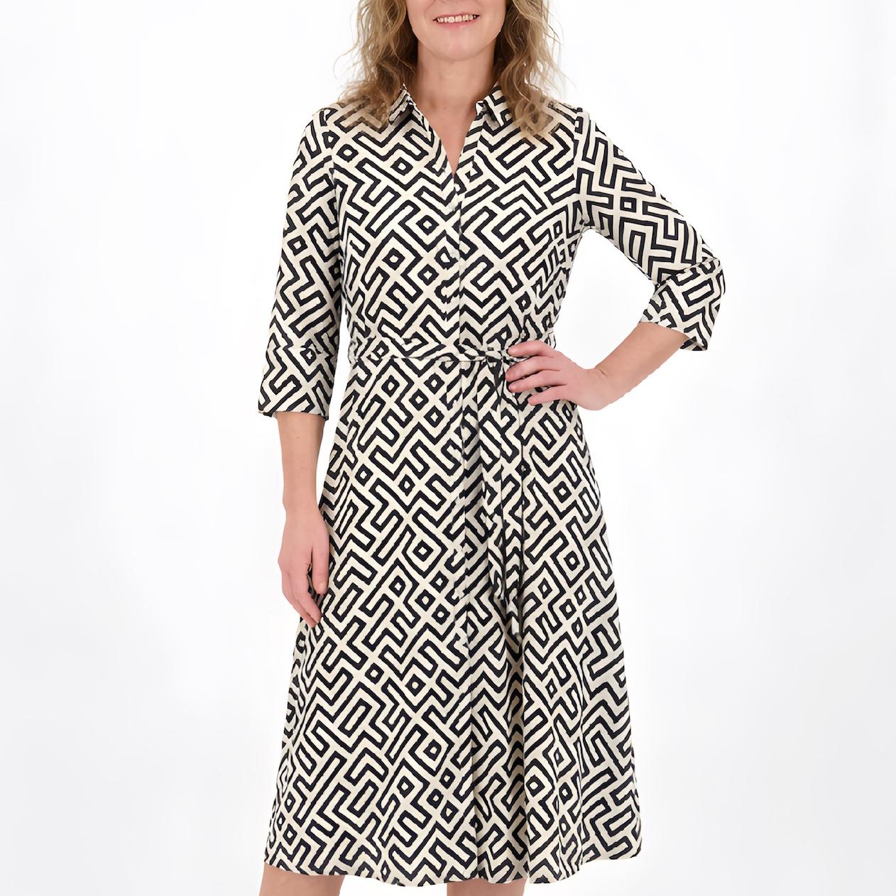 black and white print shirt dress Clover Shirt Dress / Black Mini Floral + Vintage White Toile Print Cotton Voile