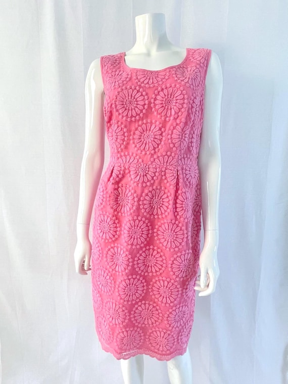 Vintage Pink Boden Dress: Floral Embroidered Sleeveless Cotton Blend - Etsy