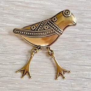 カレワラ コル ブロンズ ブローチ ハットゥラ フィンランドの鳥