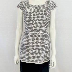 Marimekko Dress, Polka Dot Dress, Finnish Designer Dress, Black White Modern Shift Dress, Short Sleeve Belted Dress, Size S, Finland