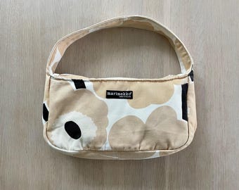 Beige MARIMEKKO Unikko Vintage Shoulder Bag Small Cotton Canvas Bag Floral Poppy Print Handbag Scandinavian Design Etsy