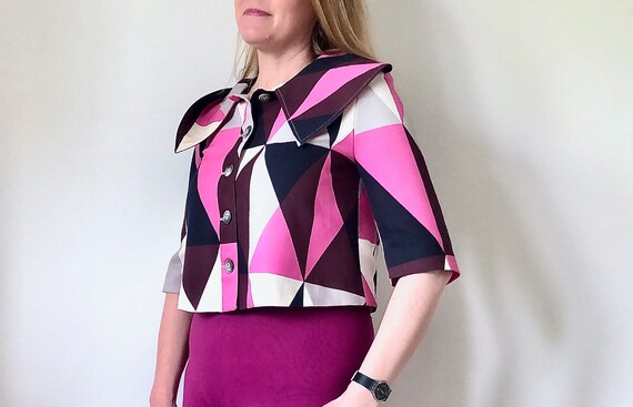 MARIMEKKO Vintage Blazer, Pink and black Cropped J