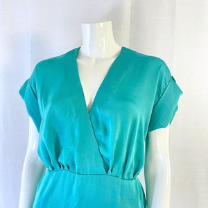 By Malene Birger Turquoise Wrap Dress, Designer Draped Wrap Dress with Pockets , Size 36, Elegant Summer Party Dress