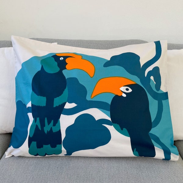 Marimekko Cushion cover, Parrot Pillow Case, Bird Print Home Decor, Housewarming Gift