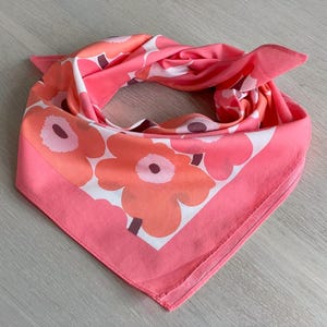 Marimekko Unikko Scarf Pink Orange Floral Cotton Bandana