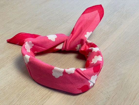 Pink Vintage MARIMEKKO Flower Scarf, Cotton Banda… - image 5