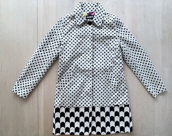 Desigual Trench Coat, Black and White Polka Dot Vintage jacket, Size M