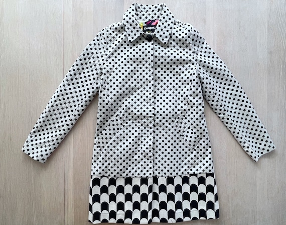 Desigual Trench Coat, Black and White Polka Dot V… - image 1