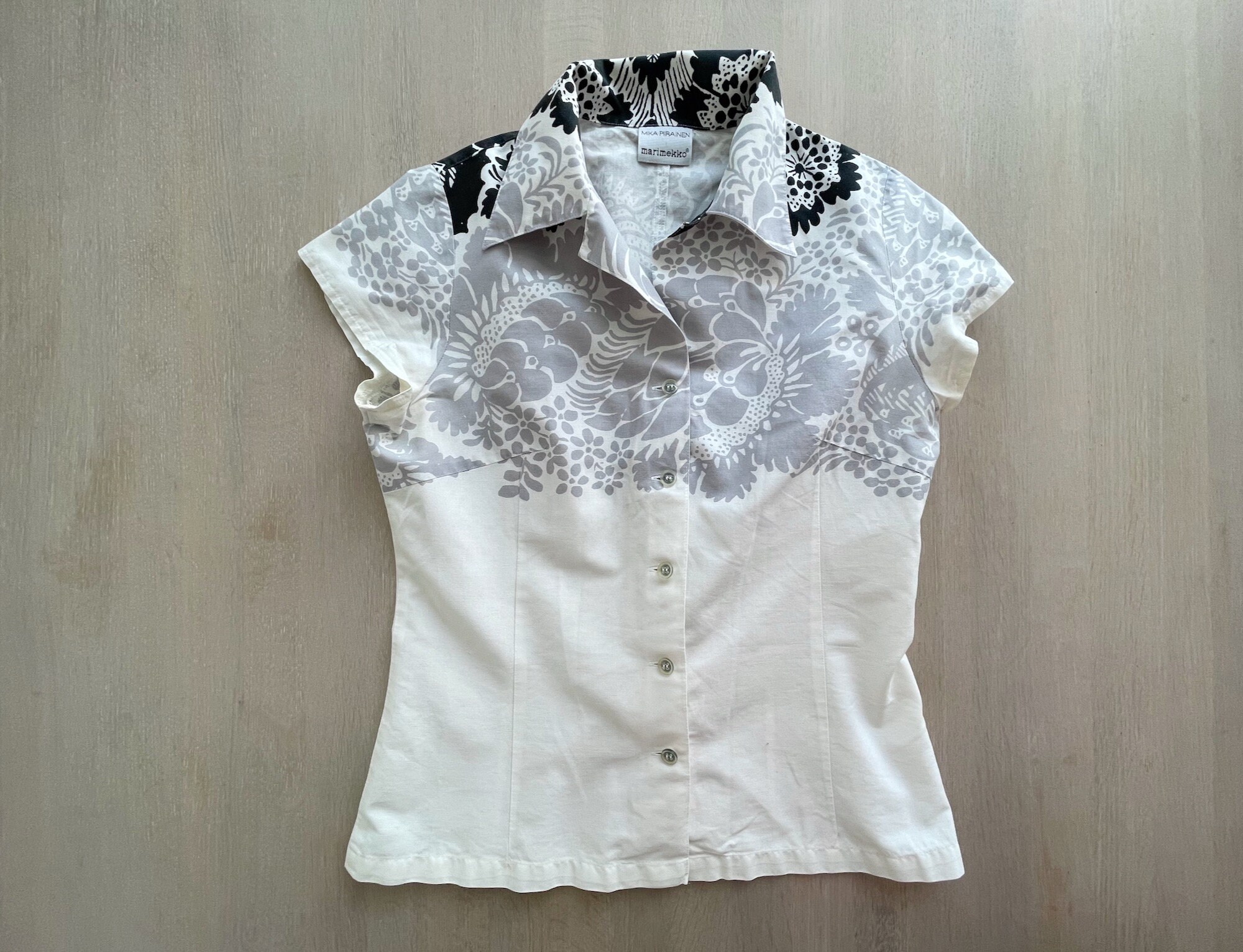 MARIMEKKO Button Down Shirt Floral Short Sleeve Cotton Shirt - Etsy