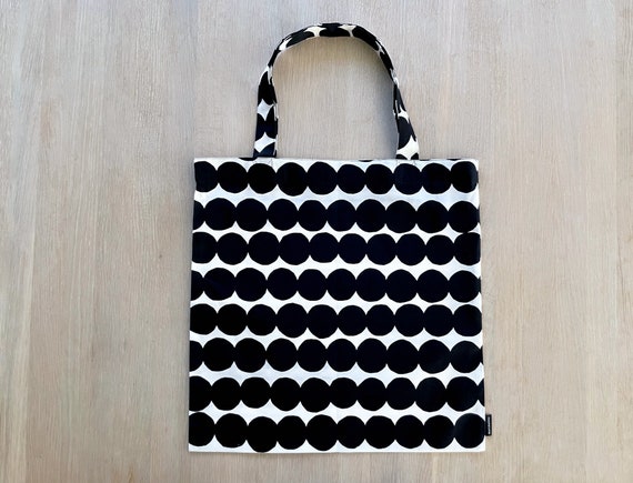 Marimekko Bag, Black and White Polka Dot Tote Bag… - image 1