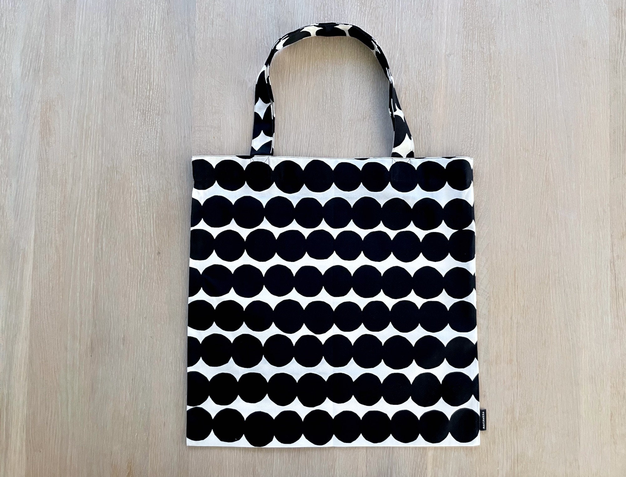 Marimekko Tote Bag Black and White Polka Dot Print Cotton Bag - Etsy
