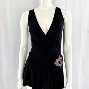 Black Wrap Tunic Top: Vero Moda Asymmetrical Sleeveless Blouse, Size Small