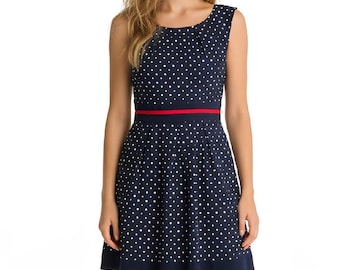 Hell Bunny Navy Polka Dot Swing Dress, Size 10 - Etsy