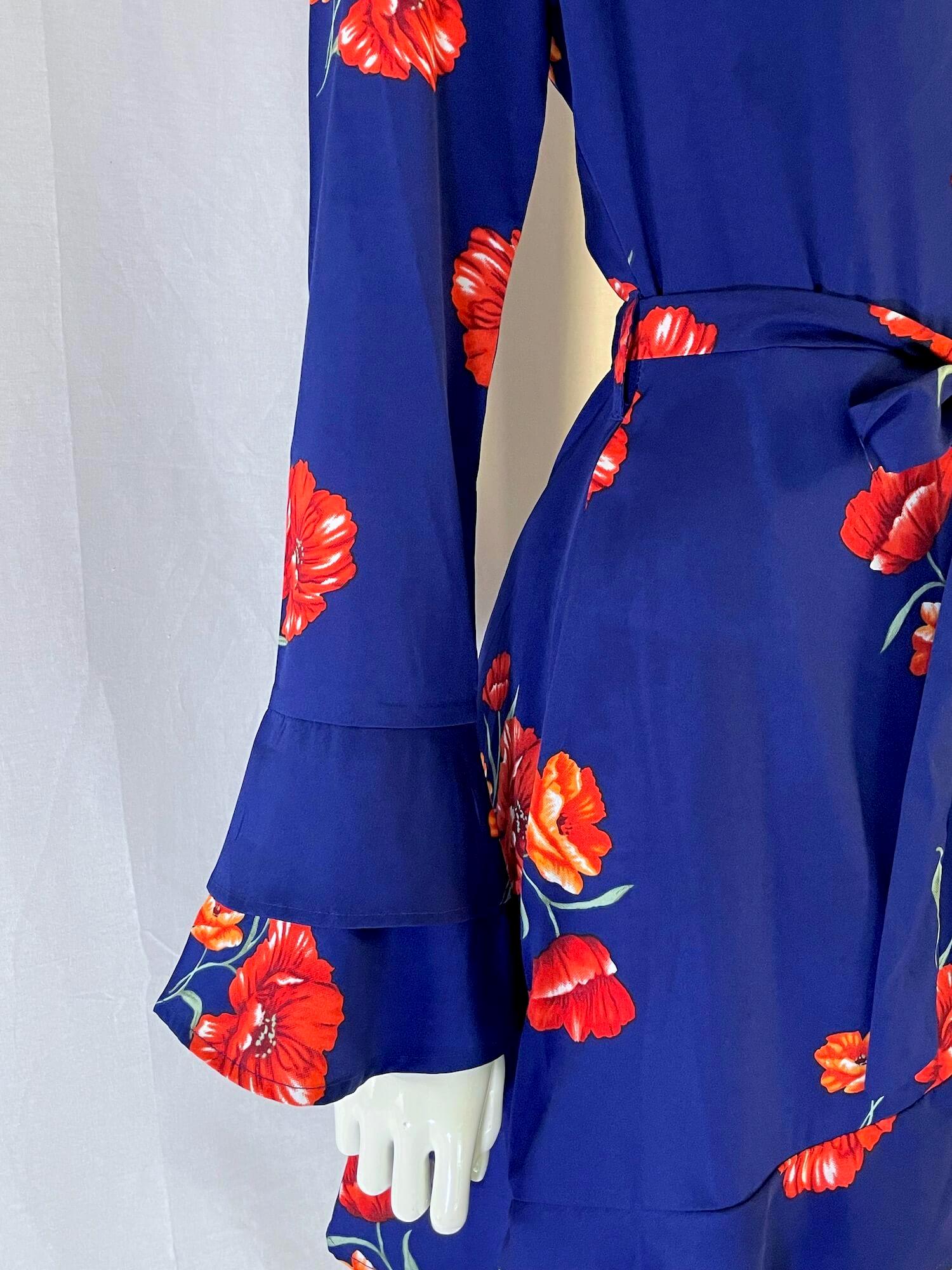 strapless open back dress Monsoon Size 12 Adorable Festive Red and Navy Brocade Deco Poppy Dress   Want that Dress