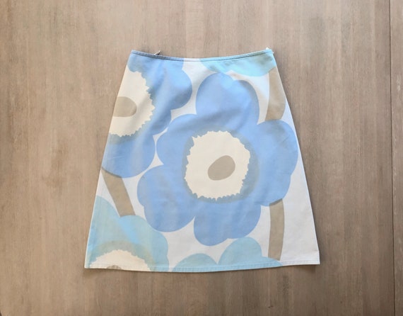 Vintage MARIMEKKO Unikko Skirt, Light Blue Poppy P