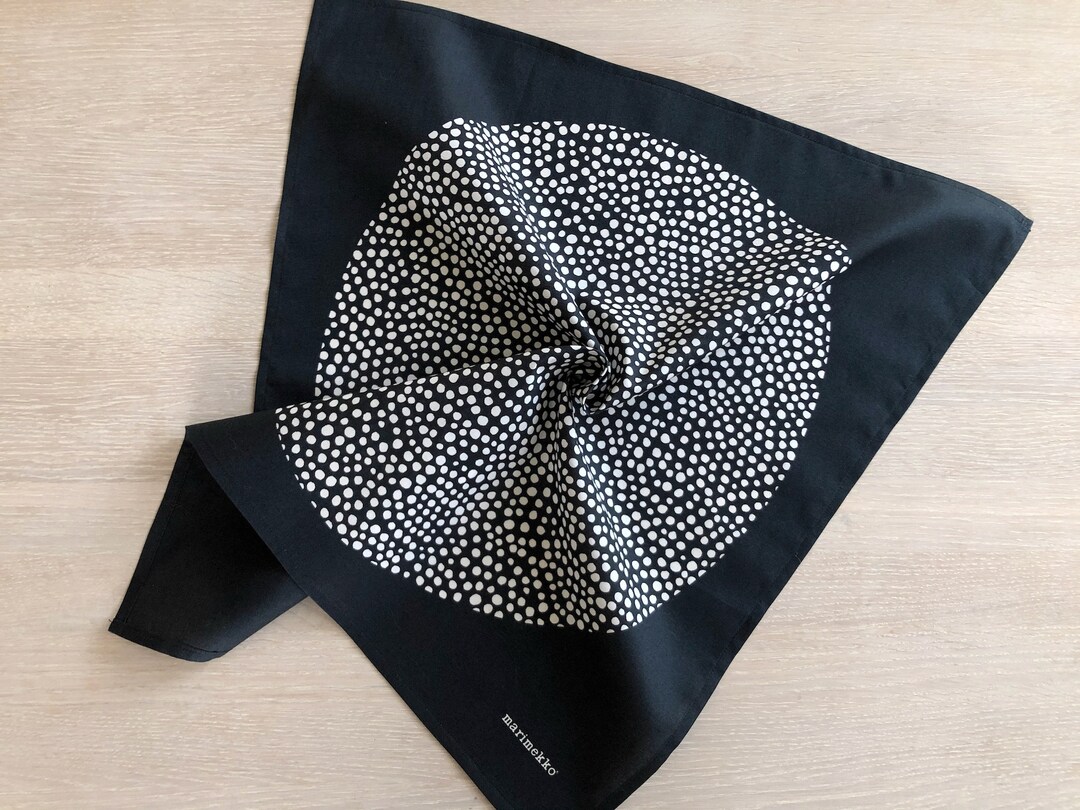 marimekko マリメッコ バンダナ スカーフ マリメッコ ブラックドット柄コットンスカーフ：ハンドメイドバンダナ