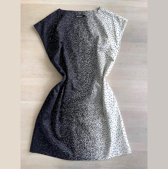 black and white shift dress Modern Fit Ruffle Detail Cotton Poplin Shift Dress