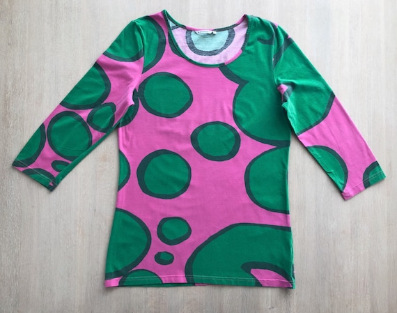 MARIMEKKO Vintage Tunic Top, Pink and Green Funky
