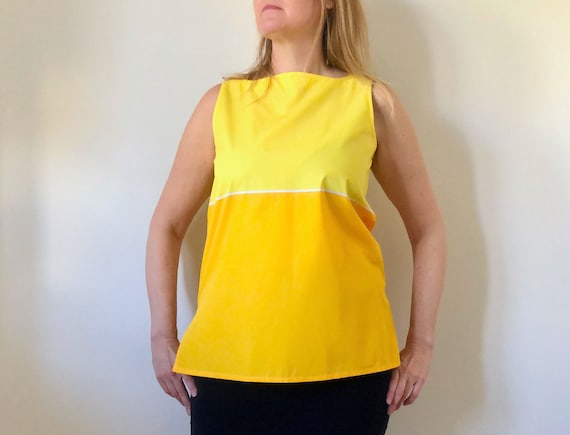 Vintage Marimekko Top, Yellow Sleeveless Top, Size
