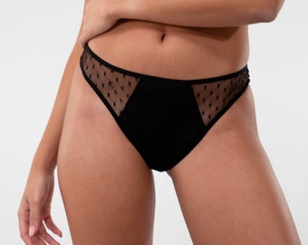 Culotte de règles ultra-fine et ultra-absorbante par Loulou - culotte menstruelle - tanga - flux léger