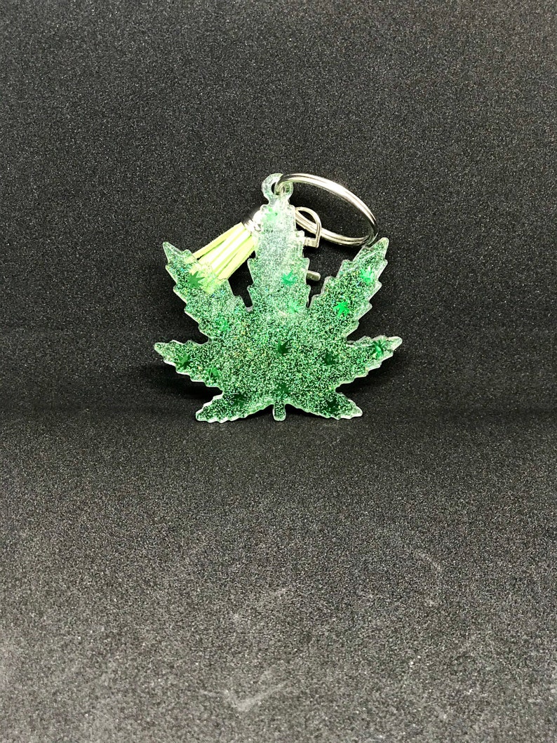 Weed Cannabis Glitter Keychain Etsy