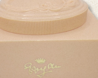 Tarro de polvos vintage, contenedor de tocador de plástico rosa, caja de polvos, decoración de tocador