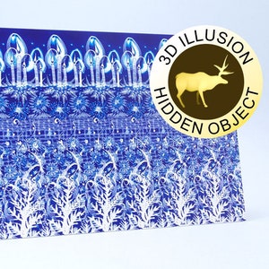 Christmas Deer – 3D Stereogram Optical Illusion Greeting Card with Envelope