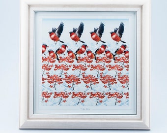 Bullfinches – 3D Stereogram Optical Illusion Framed Picture