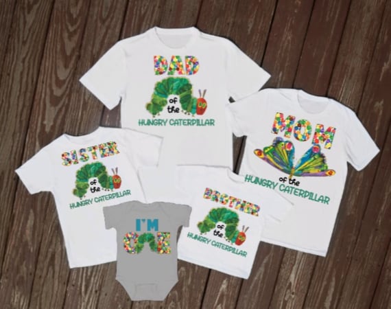 Hungry Caterpillar Matching Family Tshirt PNG, Family Birthday Tshirts, I'm One Tshirt, Mom of the Hungry Caterpillar JPG, Baby's 1st bday