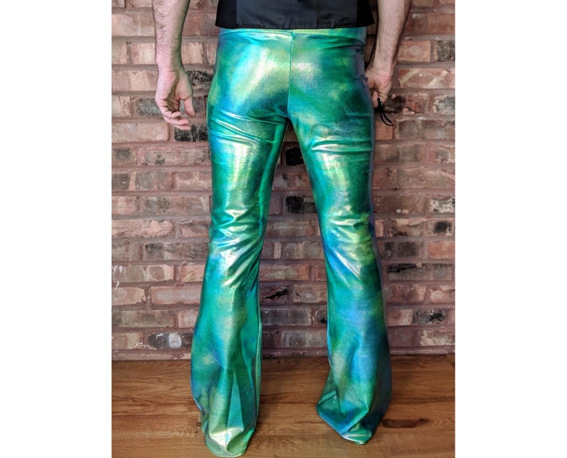 BlueGreenRainbow Flared Leggings, Festival Pants, Bell Bottoms TieDyeFor