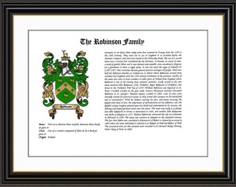 Robinson Family Coat of Arms and Family History Print