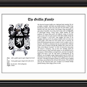 Griffin Family Coat of Arms and Family History Print