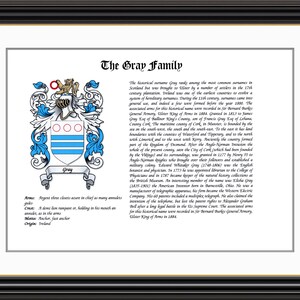 Gray Family Coat of Arms and Family History Print