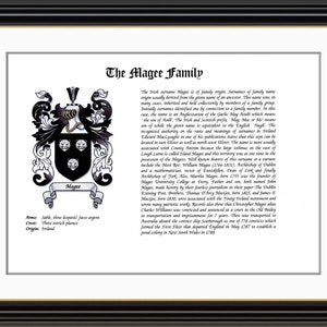 Magee Family Coat of Arms and Family History Print