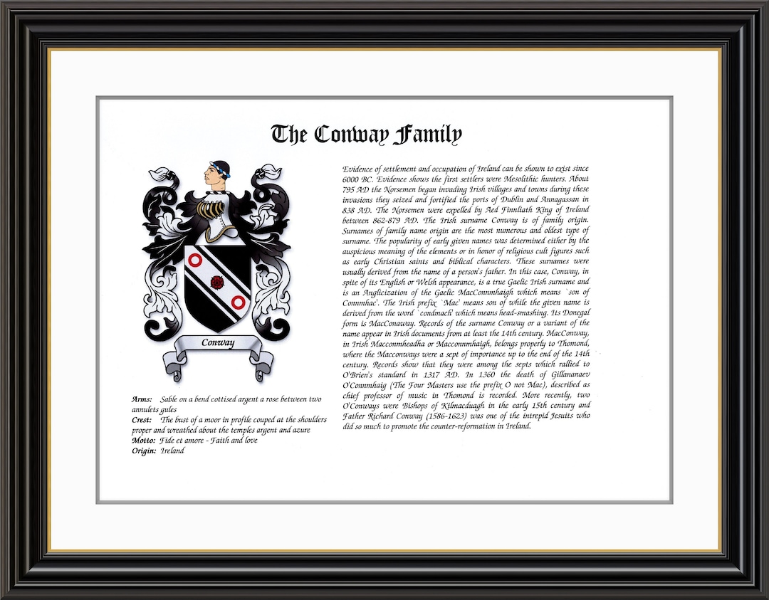 Conway Family Coat of Arms and Family History Print - Etsy