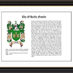 O&#39; Reilly Family Coat of Arms and Family History Print
