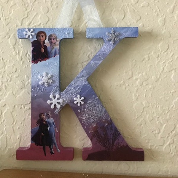 Personalized Disney Inspired wooden letters for wall decor (8 Inches tall) FROZEN 2