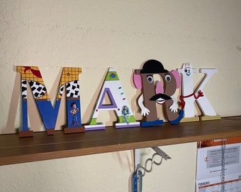Multiple Personalized Disney Toy Story Inspired wooden letters for wall decor (8 Inches tall)