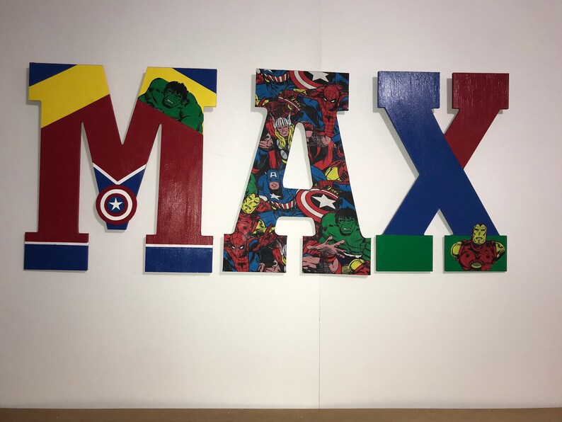 Multiple Personalized Marvel Inspired Giant Wooden Letters for Etsy